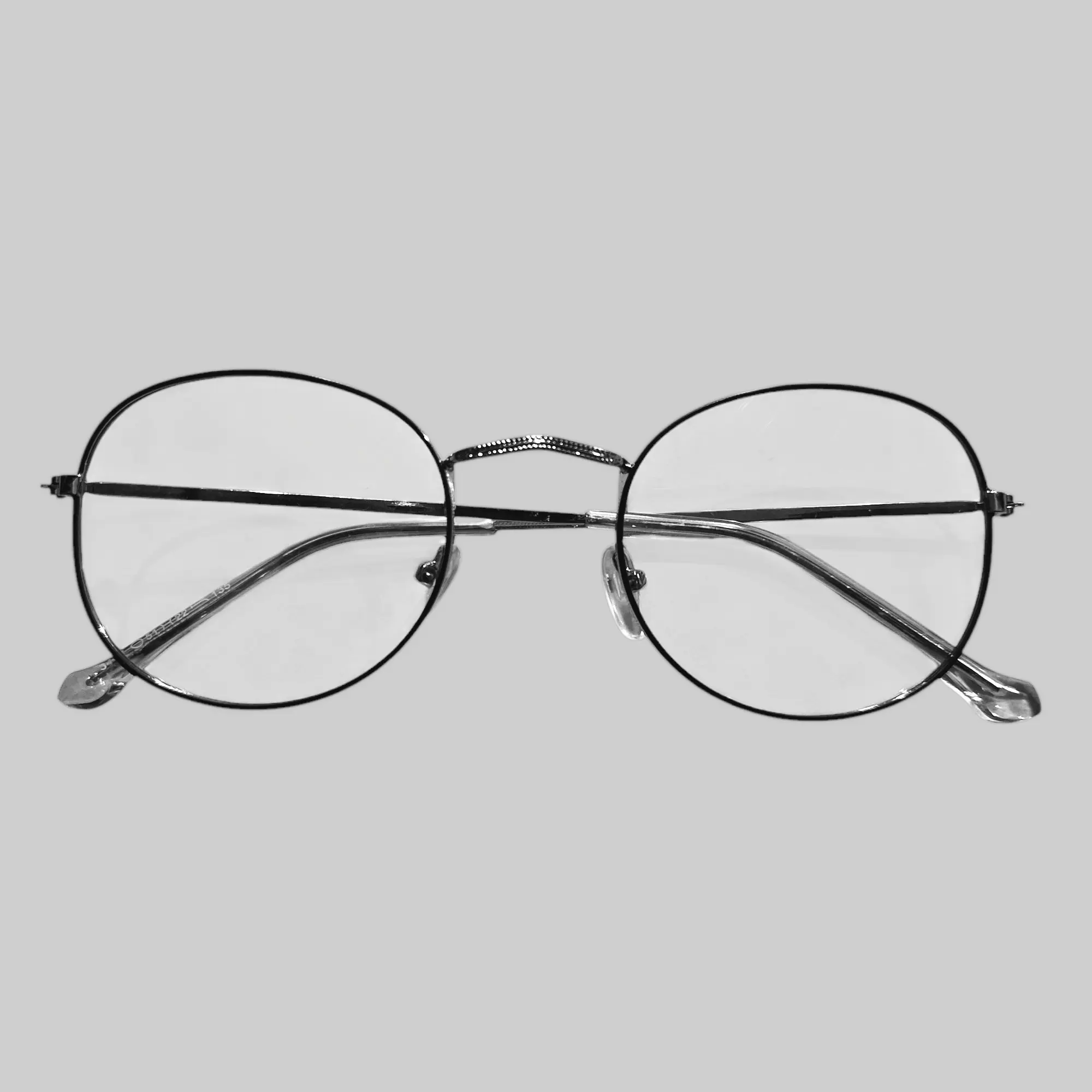 Kacamata photocromic 2 In 1 anti radiasi bulat frame hitam silver unisex PC-07