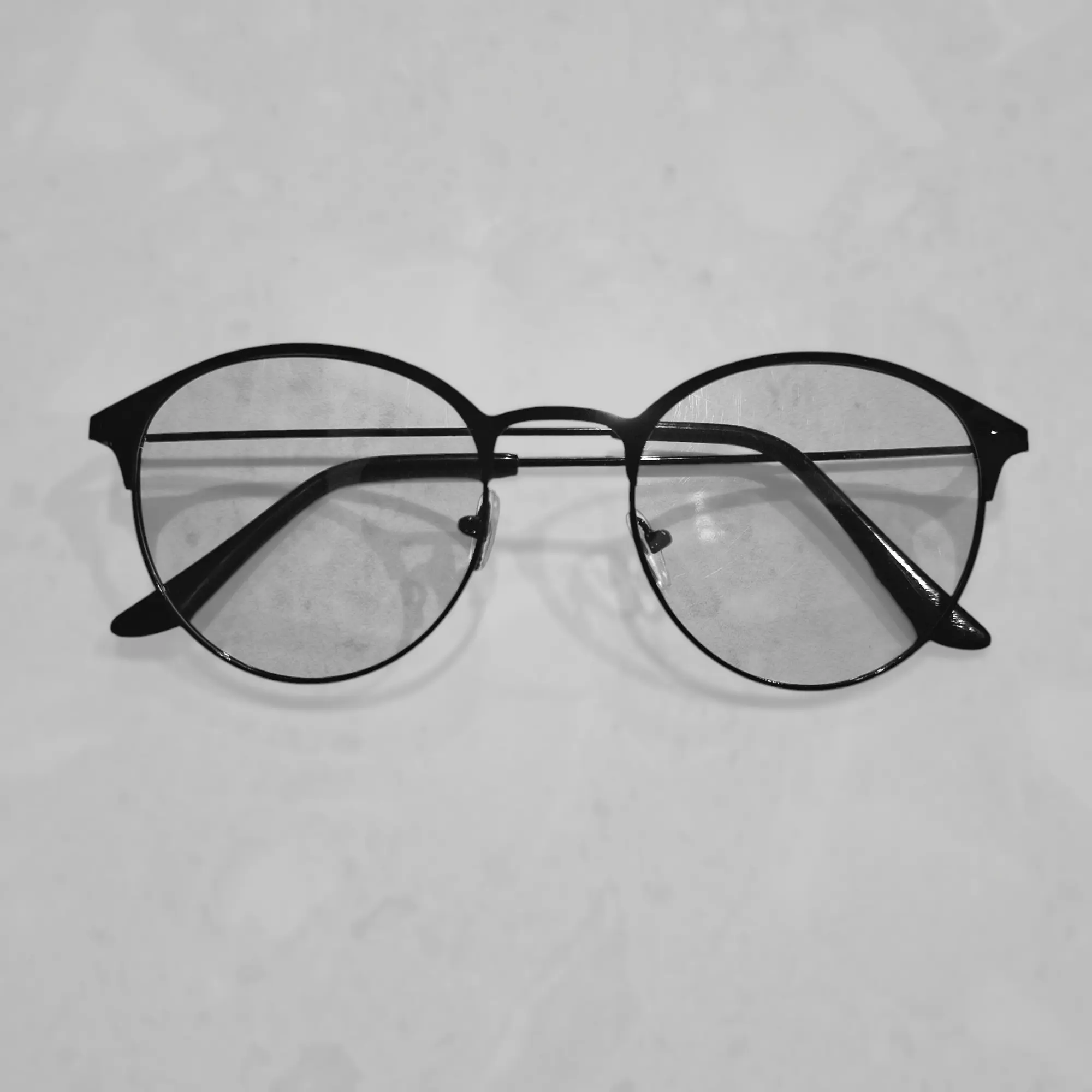 Kacamata photocromic 2 In 1 anti radiasi bulat hitam unisex wanita pria stainless steel PC-03