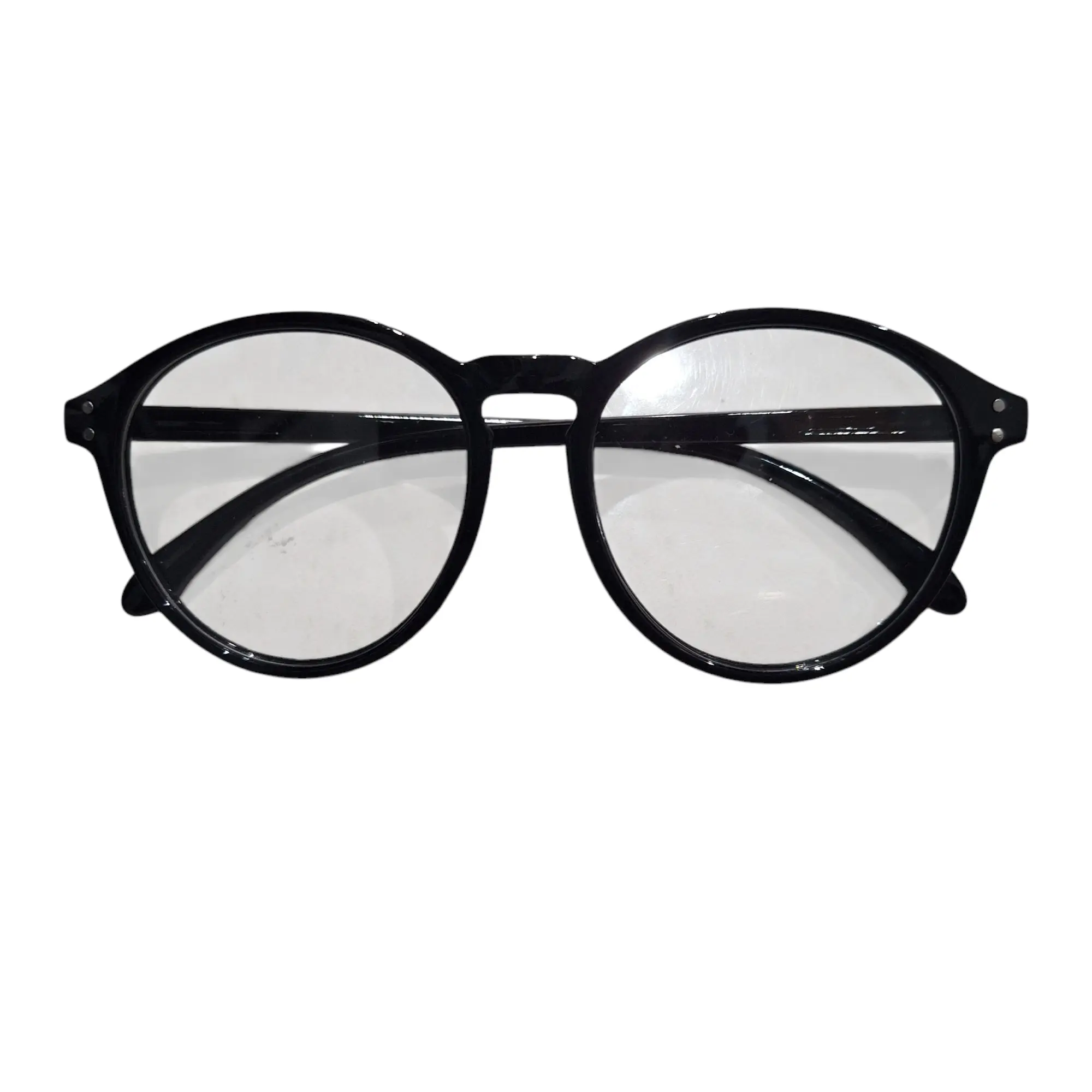 kacamata anti radiasi bulat frame hitam glossy 008